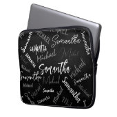 Zwei Namen, zwei Muster monogramm schwarz grau wei Laptopschutzhülle (Vorderseite Links)