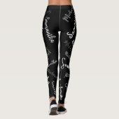 Zwei Namen, zwei Muster monogramm schwarz grau wei Leggings (Rückseite)