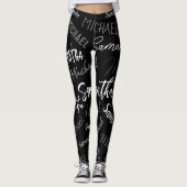 Zwei Namen, zwei Muster monogramm schwarz grau wei Leggings (Vorderseite)
