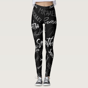Zwei Namen, zwei Muster monogramm schwarz grau wei Leggings