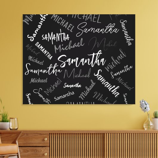 Zwei Namen, zwei Muster monogramm schwarz grau wei Leinwanddruck (Insitu (Wohnzimmer))