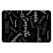 Zwei Namen, zwei Muster monogramm schwarz grau wei Magnet (Horizontal)