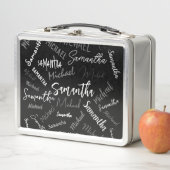 Zwei Namen, zwei Muster monogramm schwarz grau wei Metall Brotdose (Beispiel)