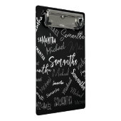 Zwei Namen, zwei Muster monogramm schwarz grau wei Mini Klemmbrett (Schrägansicht)