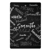 Zwei Namen, zwei Muster monogramm schwarz grau wei Mini Klemmbrett (Rückseite)