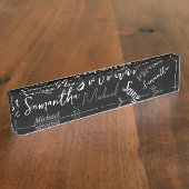 Zwei Namen, zwei Muster monogramm schwarz grau wei Namensplakette (Seite)