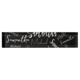 Zwei Namen, zwei Muster monogramm schwarz grau wei Namensplakette