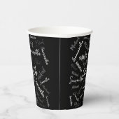 Zwei Namen, zwei Muster monogramm schwarz grau wei Pappbecher (Rechts)