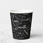 Zwei Namen, zwei Muster monogramm schwarz grau wei Pappbecher (Vorderseite)