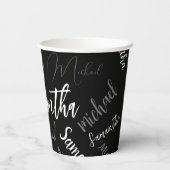 Zwei Namen, zwei Muster monogramm schwarz grau wei Pappbecher (Rückseite)