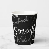 Zwei Namen, zwei Muster monogramm schwarz grau wei Pappbecher (Links)