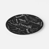 Zwei Namen, zwei Muster monogramm schwarz grau wei Pappteller (Schrägansicht)