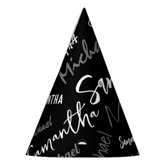 Zwei Namen, zwei Muster monogramm schwarz grau wei Partyhütchen (Links)