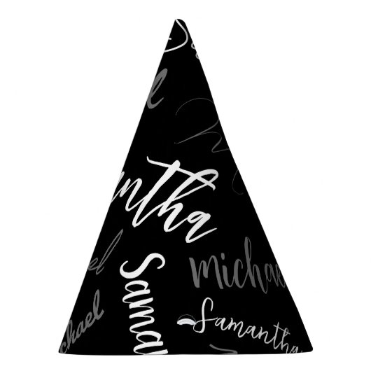 Zwei Namen, zwei Muster monogramm schwarz grau wei Partyhütchen (Rechts)
