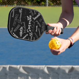 Zwei Namen, zwei Muster monogramm schwarz grau wei Pickleball Schläger