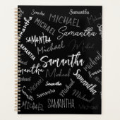 Zwei Namen, zwei Muster monogramm schwarz grau wei Planer (Vorderseite)