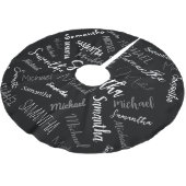 Zwei Namen, zwei Muster monogramm schwarz grau wei Polyester Weihnachtsbaumdecke (Schrägansicht)