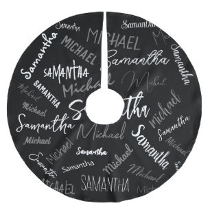 Zwei Namen, zwei Muster monogramm schwarz grau wei Polyester Weihnachtsbaumdecke