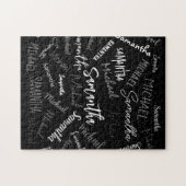 Zwei Namen, zwei Muster monogramm schwarz grau wei Puzzle (Horizontal)