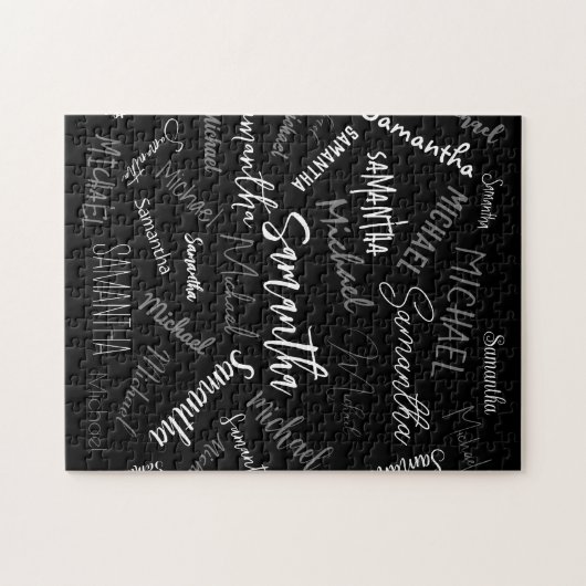 Zwei Namen, zwei Muster monogramm schwarz grau wei Puzzle (Horizontal)