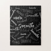 Zwei Namen, zwei Muster monogramm schwarz grau wei Puzzle (Vertikal)