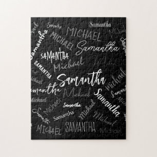 Zwei Namen, zwei Muster monogramm schwarz grau wei Puzzle