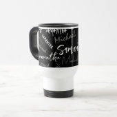 Zwei Namen, zwei Muster monogramm schwarz grau wei Reisebecher (Vorderseite Links)
