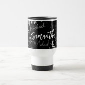 Zwei Namen, zwei Muster monogramm schwarz grau wei Reisebecher (Mittel)
