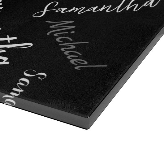Zwei Namen, zwei Muster monogramm schwarz grau wei Schneidebrett (Ecke)