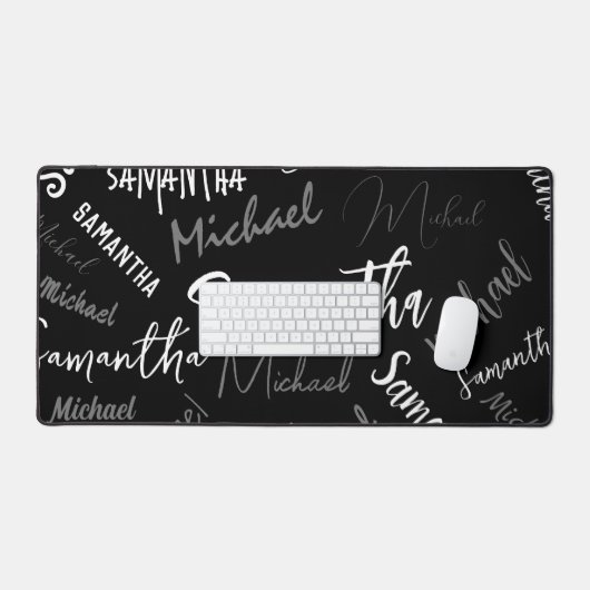 Zwei Namen, zwei Muster monogramm schwarz grau wei Schreibtischunterlage (Tastatur & Maus)