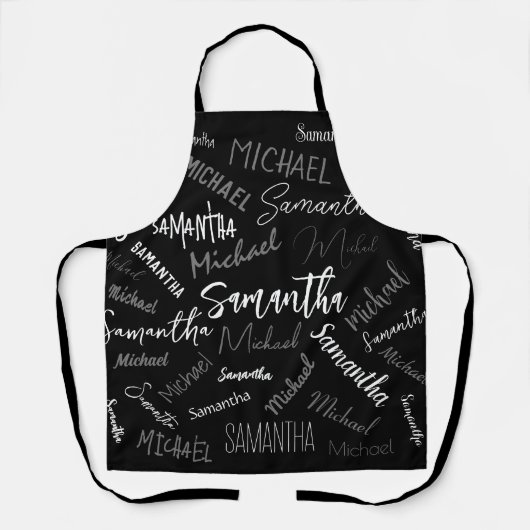 Zwei Namen, zwei Muster monogramm schwarz grau wei Schürze (Vorderseite)