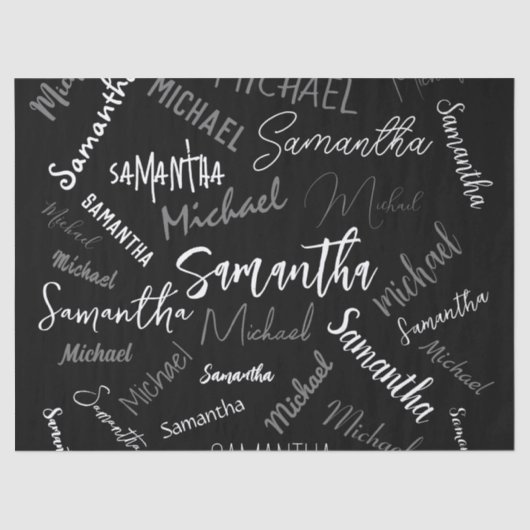 Zwei Namen, zwei Muster monogramm schwarz grau wei Seidenpapier (Vorderseite)