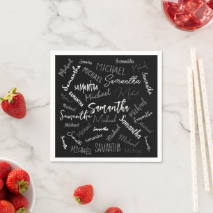 Zwei Namen, zwei Muster monogramm schwarz grau wei Serviette