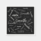 Zwei Namen, zwei Muster monogramm schwarz grau wei Serviette (Vorderseite)