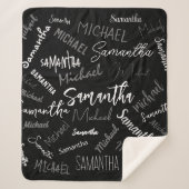 Zwei Namen, zwei Muster monogramm schwarz grau wei Sherpadecke (Vorderseite)