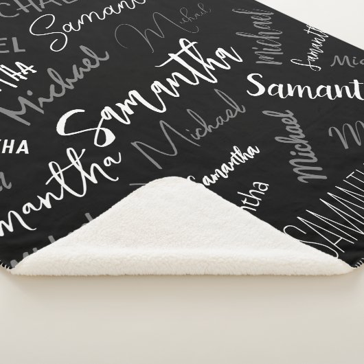 Zwei Namen, zwei Muster monogramm schwarz grau wei Sherpadecke (3/4)