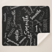 Zwei Namen, zwei Muster monogramm schwarz grau wei Sherpadecke (Vorderseite (Horizontal))