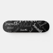 Zwei Namen, zwei Muster monogramm schwarz grau wei Skateboard (Horizontal)