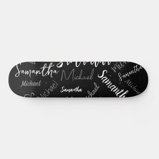 Zwei Namen, zwei Muster monogramm schwarz grau wei Skateboard (Horizontal)