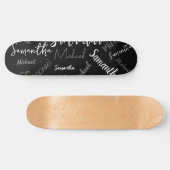 Zwei Namen, zwei Muster monogramm schwarz grau wei Skateboard (Horizontal)