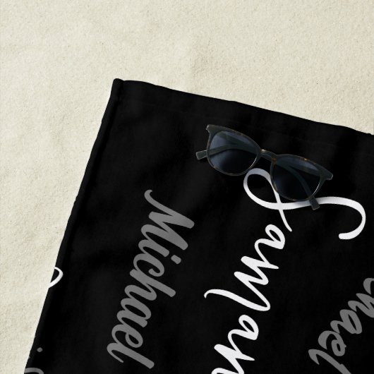 Zwei Namen, zwei Muster monogramm schwarz grau wei Strandtuch (Beispiel)