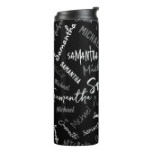 Zwei Namen, zwei Muster monogramm schwarz grau wei Thermosbecher (Nach links gedreht)