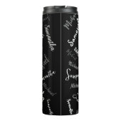 Zwei Namen, zwei Muster monogramm schwarz grau wei Thermosbecher (Rückseite)