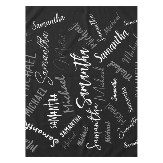 Zwei Namen, zwei Muster monogramm schwarz grau wei Tischdecke (Vorderseite)