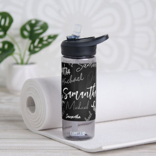 Zwei Namen, zwei Muster monogramm schwarz grau wei Trinkflasche