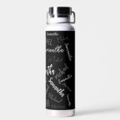 Zwei Namen, zwei Muster monogramm schwarz grau wei Trinkflasche (Rückseite)