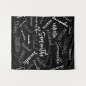 Zwei Namen, zwei Muster monogramm schwarz grau wei Wandteppich (Vorderseite (Horizontal))