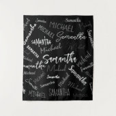 Zwei Namen, zwei Muster monogramm schwarz grau wei Wandteppich (Vorderseite)