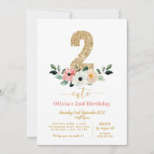 Zwei niedlich | 2 NIEDLICH | Mädchen zum zweiten G Einladung (Vorderseite)