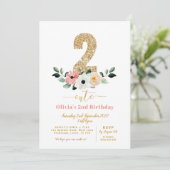 Zwei niedlich | 2 NIEDLICH | Mädchen zum zweiten G Einladung (Stehend Vorderseite)